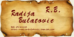 Radija Bulatović vizit kartica